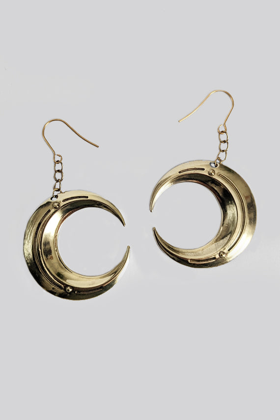 Double Crystal Crescent Moon Earrings | Earthbound Trading Co.