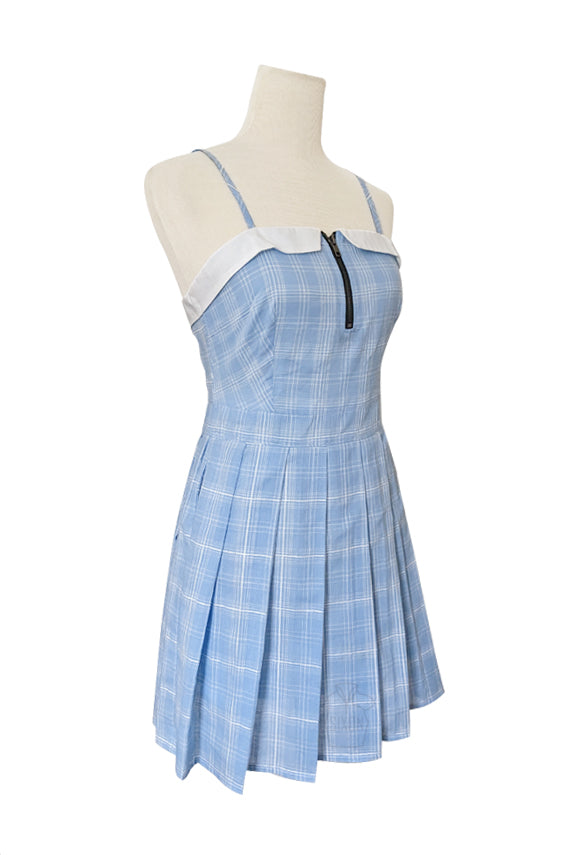 light blue uniform dress Sky School Split-Side The Athena Embroidered Wildflower Size:EU 39 Wide watch parties